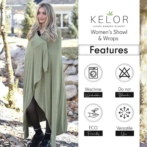 Vista 16 de K E L O R Luxury Cooling Travel Blanket - Stretchy, Lightweight Soft & Breathable Shawl Wraps for Women