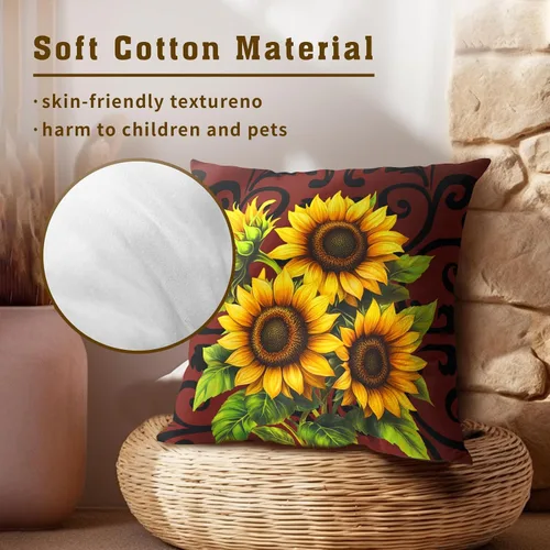 Vista 5 de Giwawa Juego de 2 fundas de almohada decorativas con diseño floral de girasol de 16 x 16 pulgadas, fundas de cojín decorativas para el hogar, sofá