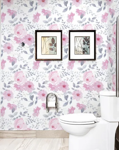 Vista 6 de Cohoo Home Papel de contacto floral para despegar y pegar, papel de contacto rosa floral para gabinete, autoadhesivo, extraíble, papel tapiz