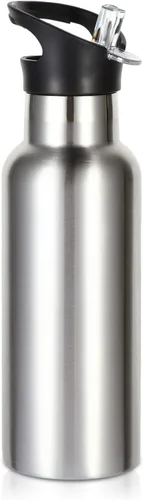 Vista 46 de Volhoply Botella de agua aislada para niños de 17 onzas, botellas de agua de acero inoxidable con tapa con pajilla, botella de agua de metal al