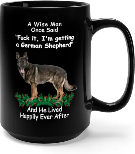 Vista 3 de Divertida taza de café negra con diseño de pastor alemán Sable A Wise Man Once Said Christmas 2025