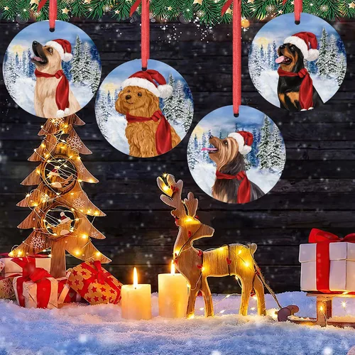Vista 6 de Adornos de Navidad para perros, adorno de Navidad de caniche de 2021, adorno de caniche, adorno de Papá Noel, perro, árbol de Navidad, adornos