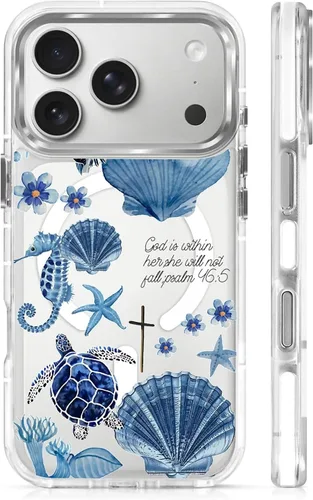 Vista 113 de Funda para iPhone 13 Pro, transparente con bonito patrón de tiburón azul, compatible con Magsafe funda protectora suave para mujeres y niñas (blanco)