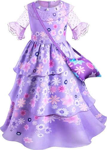 Vista 3 de Bosvin Disfraz de princesa púrpura para niñas, vestido de princesa