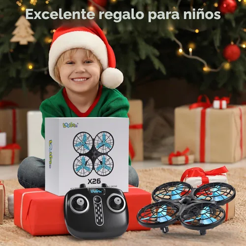 Vista 2 de Loolinn Drones para regalo para niños – Mini dron, dron RC con tecnología anticolisión automática, seguro para niños, fácil de volar, giro