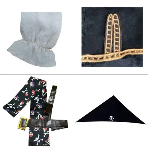 Vista 6 de Disfraz de pirata para niños, ropa de cosplay de Halloween