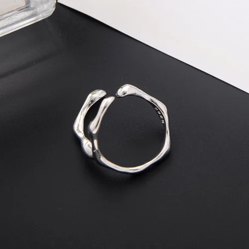 Vista 256 de Anillo de plata de ley 925, minimalista, ajustable, hecho a mano, para mujeres y niñas