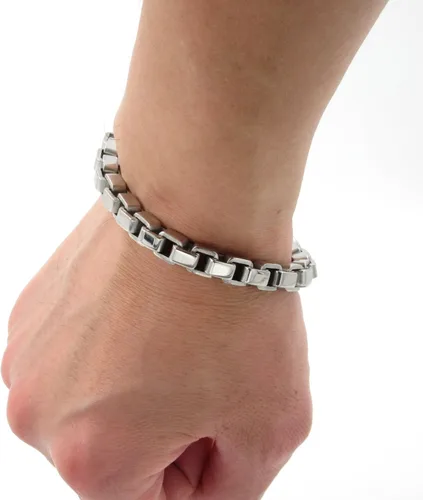 Vista 5 de Pulsera de acero inoxidable con cadena de eslabones para hombre, 0.315 in