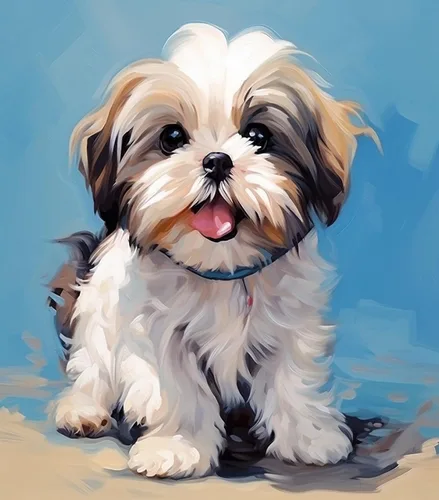 Vista 10 de ZMHZMY Kit de pintura al óleo para principiantes, pintura digital para perros Shih Tzu, por números, para adultos, principiantes, niños