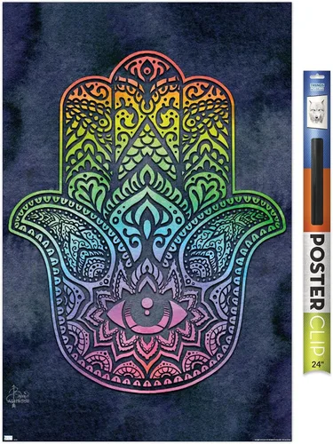 Vista 17 de Trends International Brigid Ashwood - Póster de pared de Hamsa arcoíris, 22.4 pulgadas de largo x 14.7 pulgadas, versión enmarcada de madera