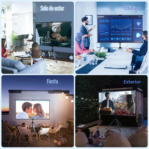 Vista 7 de Soporte de trípode de pantalla de proyector de 60 pulgadas, pantalla de proyección con respaldo negro, soporte de trípode 16:9 HD premium sin