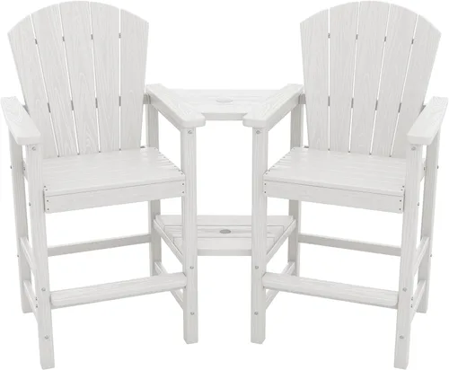 Vista 18 de SERWALL Juego de 2 sillas altas Adirondack con paraguas de 9 pies, sillas de exterior de altura de barra de HDPE, taburetes de bar Adirondack