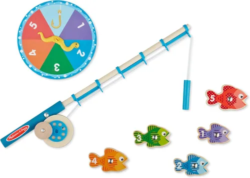 Vista 4 de Melissa & Doug Juego de pesca de madera para atrapar y contar con 2 varillas magnéticas