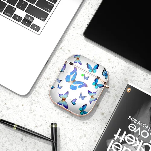 Vista 6 de Maxjoy Funda para AirPods, bonita funda protectora rígida para AirPod 2 Gen para mujeres y hombres con llavero para AirPods de 2ª generación de 1ª