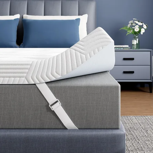 Vista 10 de ELEMUSE Cubrecolchón de espuma viscoelástica con diseño ventilado de 3 pulgadas, tamaño individual, almohadilla de espuma de remolino con gel