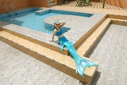 Vista 2 de DNFUN Mermaid Tails for Swimming for Girls Princess Bikini Mermaid Tail Costume Swimsuit Bathing Suit for Girls