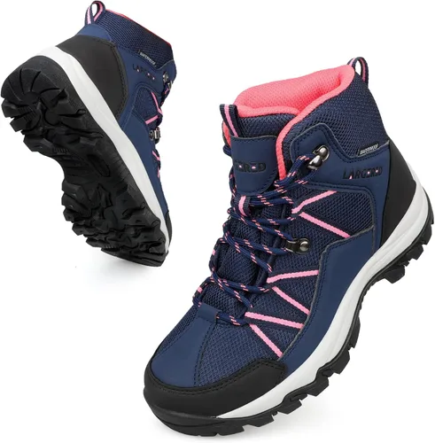 Vista 2 de LARGERED Botas de senderismo impermeables para mujer, botas de senderismo al aire libre, senderismo, campamento, senderismo