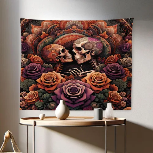 Vista 108 de Ambesonne Tapiz verde, fases lunares alrededor de un árbol de la vida, impresión de diseño bohemio de astrología nocturna, decoración de tela