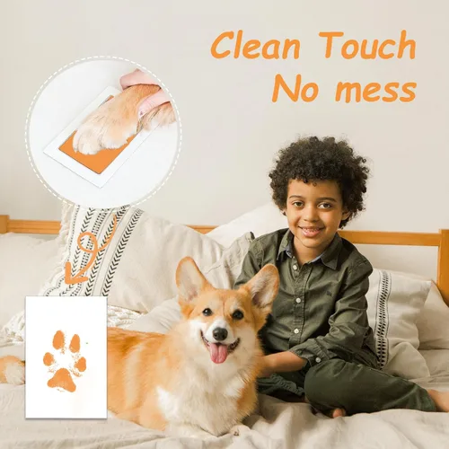Vista 2 de DeerZone Kit de impresión de pata sin tinta,Kit de impresión de pata de Almohadillas de tinta Clean Touch, 4 almohadillas de tinta y 16 tarjetas