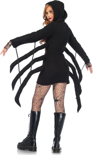 Vista 2 de Womens Cozy Fleece Black Widow Warm Spider Halloween Costume