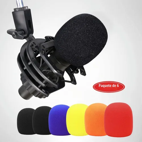 Vista 3 de Parabrisas de micrófono de mano de 6 piezas, filtro de micrófono pop para micrófono de estudio, micrófono de mano Bluetooth y micrófono de mano