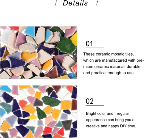 Vista 5 de VILLCASE Azulejos de mosaico de cristal Marcos de fotos de mosaico de cerámica Azulejos de cerámica Decoración turquesa Azulejos de mosaico DIY
