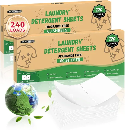 Vista 9 de Sábanas de detergente para ropa – Fresh Linen 120 Cargas de detergente para ropa sucia a granel, detergente de viaje a granel, ecológicas e