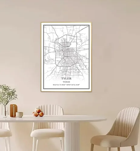Vista 3 de Tanokcrs Tyler Texas America Wall Art City Map Paintings Canvas Unframed Artwork Modern Simple Poster Home Office Decor 9x11 inches