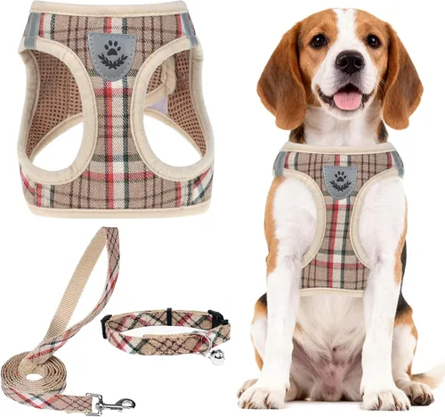Vista 83 de PUPTECK - Arnés, collar y correa ajustables, sin tirones, para perros pequeños y medianos, cachorros y gatos, pechera reflectante acolchada de malla