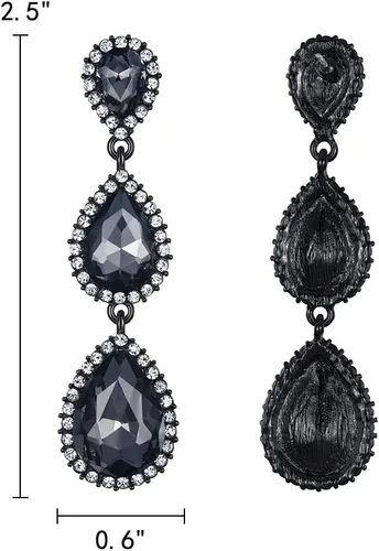 Vista 93 de EleQueen Pendientes de cristal austriaco en tono dorado para mujer, forma de pera de 2.5 pulgadas, color esmeralda