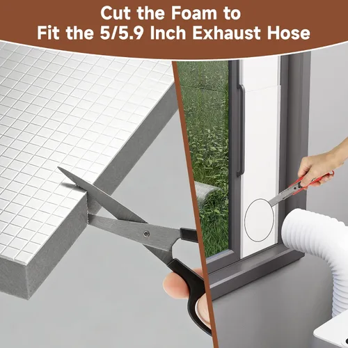 Vista 7 de BJADE'S Paneles de espuma aislados con papel de aluminio, kit de sellado de ventana de CA portátil impermeable, paneles aislantes resistentes