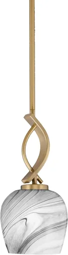 Vista 107 de Toltec Lighting Cavella Stem Colgado Mini colgante, acabado grafito, vidrio de muselina blanca de 4 pulgadas