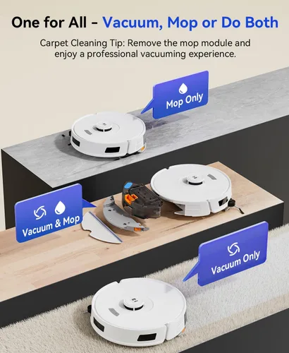 Vista 4 de Robot aspirador 20,000 Pa Robot aspirador y trapeador, robot de vacío de 90 días de autovaciado, navegación Lidar, robot aspirador de aplicación
