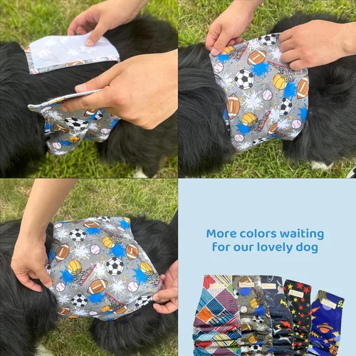 Vista 2 de Pañales Reutilizables para Perros Machos Banda para el Vientre de Alta Absorción para Perros Machos Banda para el Vientre de Perro Lavable