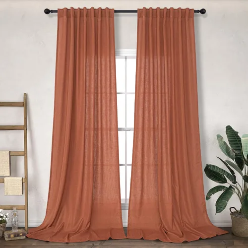 Vista 16 de DANCURTON Cortinas de lino para ventana, cocina moderna, dormitorio, ventanas pequeñas, 2 paneles con bolsillo con pestaña trasera, gruesas