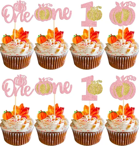 Vista 22 de Rsstarxi Paquete de 36 adornos para cupcakes de calabaza pequeña, revelación de género, baby shower, fiesta, decoración de tartas, calabaza