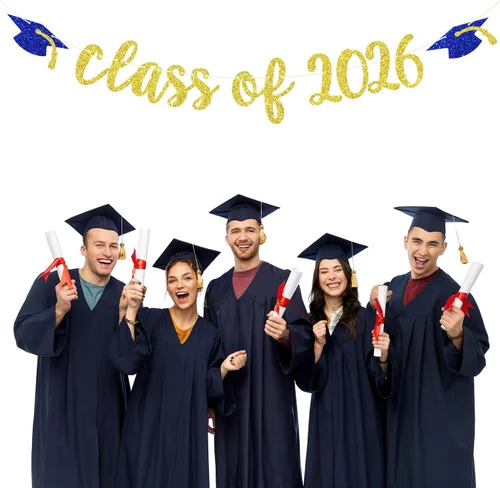 Vista 3 de Banner de la clase de 2026 – Cartel de graduación 2026, felicitaciones graduadas, decoraciones de fiesta de graduación de escuela