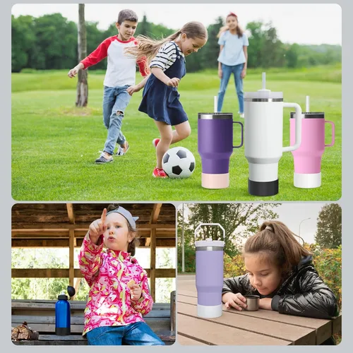 Vista 5 de Botas de silicona para Stanley Quencher de 40 onzas, funda protectora para botella de agua, bota simple y moderna, accesorios de parte inferior