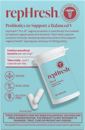 Vista 6 de Rephresh Pro-B Suplemento probiótico vaginal, equilibrio de pH, probióticos para mujeres, equilibra la levadura y las bacterias para mantener