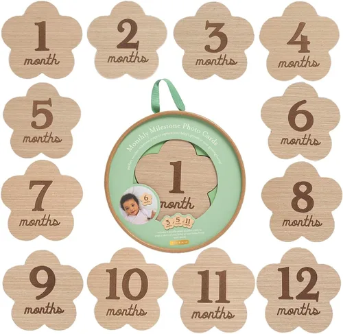 Vista 12 de Kate & Milo Bloques de hitos de madera para bebés First Moments Bloques de edad