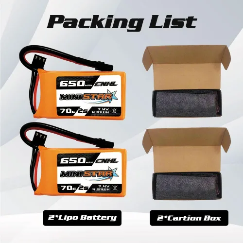 Vista 6 de CNHL Batería Lipo de 650mAh 7.4v 2s 70C con enchufe XT30 para 120 tamaño FPV Torrent 110 Inductrix FPV Racing Drone como EMAX Tinyhawk 2 Tiny Whoop