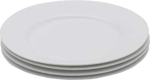 Vista 4 de Everyday White Juego de 4 platos de ensalada con borde clásico, 8.25 pulgadas