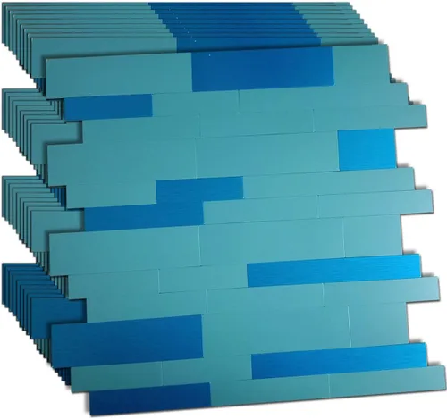 Vista 10 de XUANINY 10 hojas de azulejos metálicos despegar y pegar para protector contra salpicaduras, autoadhesivos de aluminio 3D, adhesivos de pared
