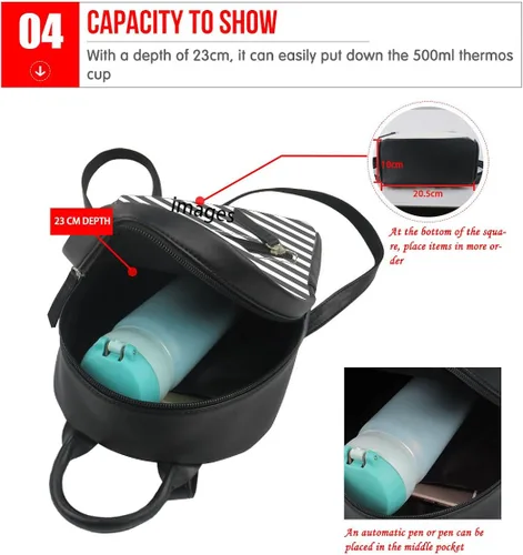 Vista 6 de Amzbeauty Mini mochila de cuero para mujeres y niñas, pequeña bolsa de compras casual