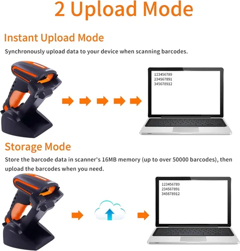 Vista 8 de Symcode Escáner de código de barras Bluetooth 2D QR con soporte de carga, industrial a prueba de polvo e impermeable 3 en 1 compatible con Bluetooth