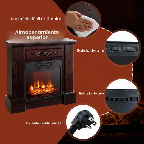 Vista 9 de ORALNER Chimenea Eléctrica de 32" con Repisa, Paquete de Caja de Fuego de Madera Envolvente Independiente Inserto de Chimenea de 18" Calentador