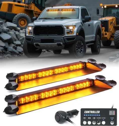 Vista 9 de LUMENIX Barra de luces estroboscópicas de emergencia LED para salpicadero con controlador, parabrisas, visera, advertencia de seguridad, luz