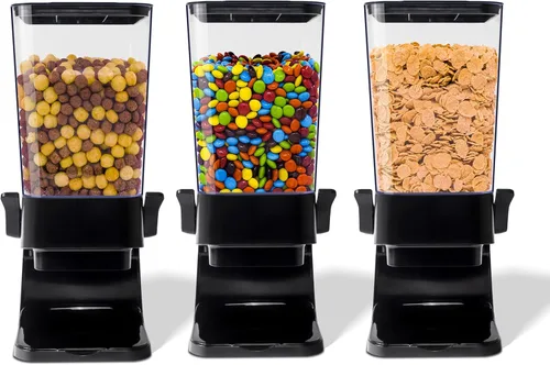 Vista 15 de Dispensador de cereales para encimera, 1 paquete, dispensador de alimentos secos, organizador de aperitivos, recipientes delgados de almacenamiento