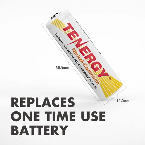 Vista 4 de Tenergy, Batería NiCd AA 1000 mAh, 21045, 4 Piezas, 4