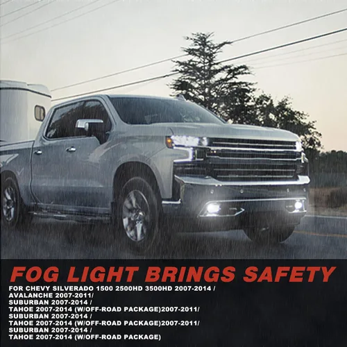 Vista 7 de Luz antiniebla LED con lámpara de conducción de parachoques DRL para Chevy Silverado 1500 2500HD 3500HD 2007-2014, Avalanche 2007-2011